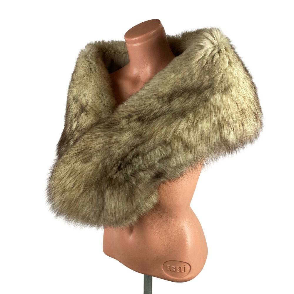 Genuine Blue Fox Fur shawl stole collar wrap scarf